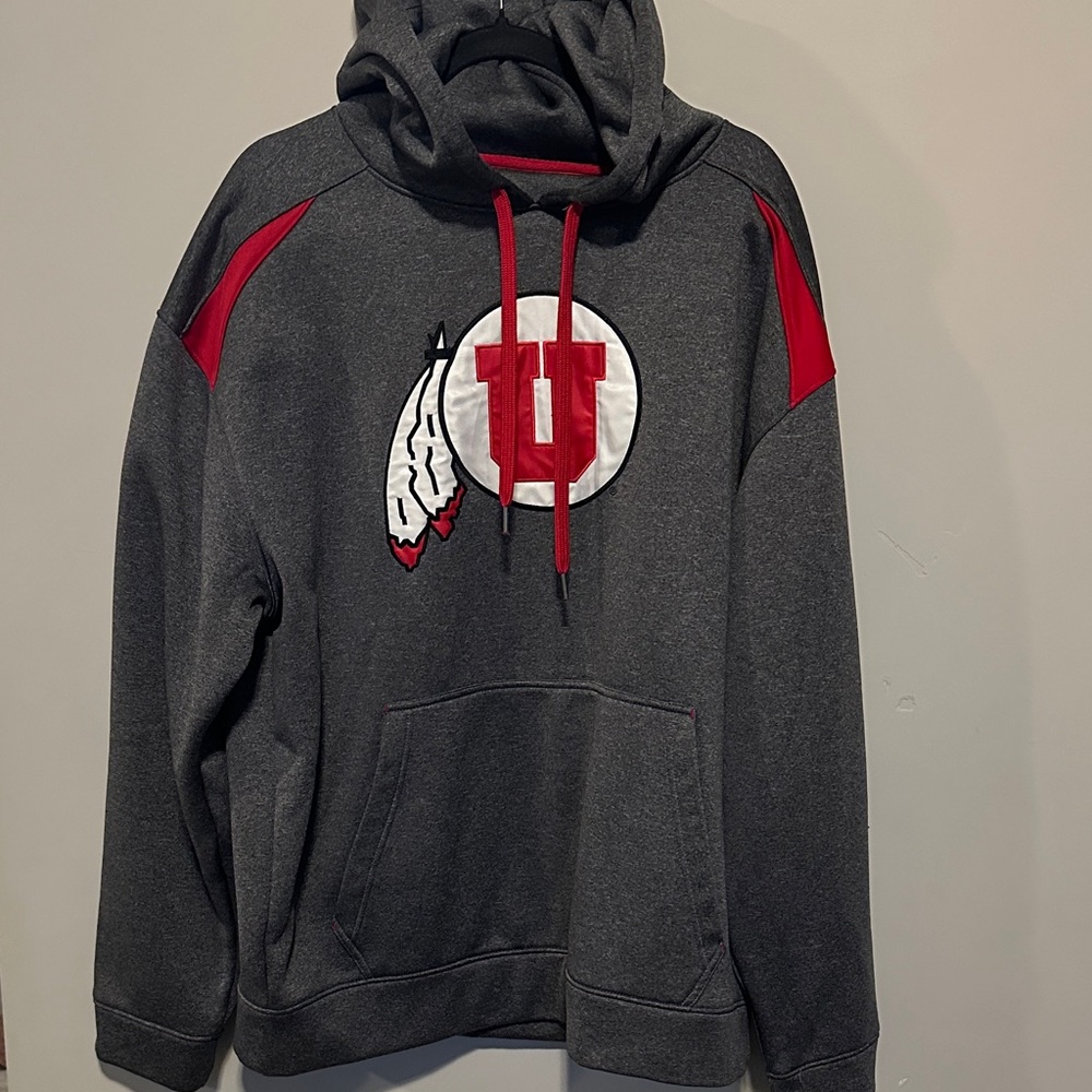 Gray and Red University of Utah Hoodie